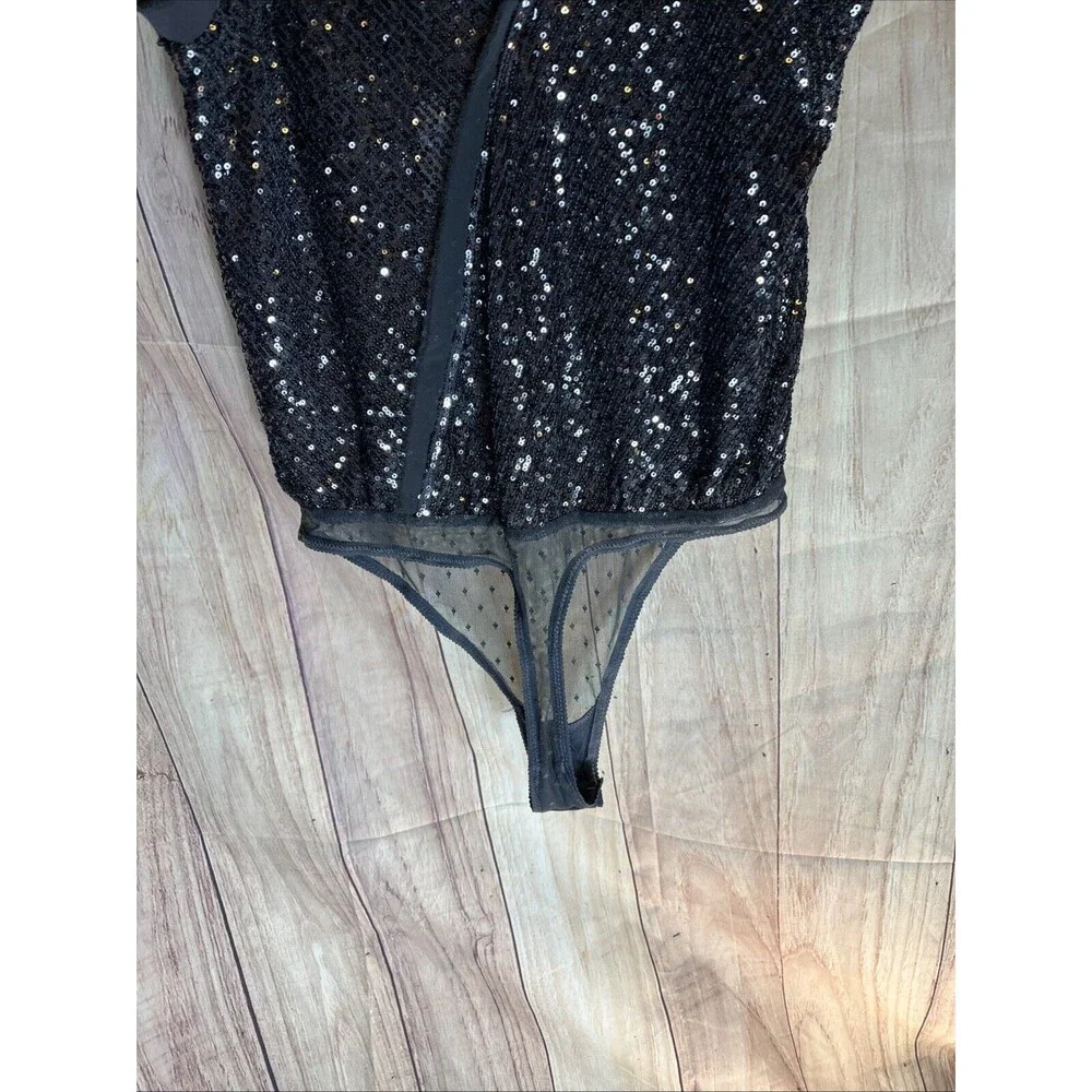 Free People Bodysuit Womens Medium Sequin Spark Party Event Concert 170/96A